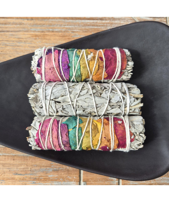 Smudge Stick - White Sage with Rose Petals