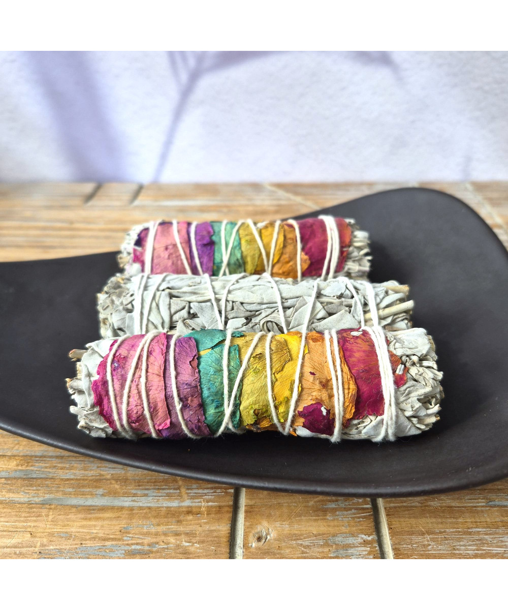 Smudge Stick - White Sage with Rose Petals